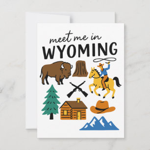 Triff mich in Wyoming Cowboy Bison Devils Tower Postkarte