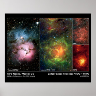 Trifid Nebula (Messier 20) - Spitzer Telescope Poster