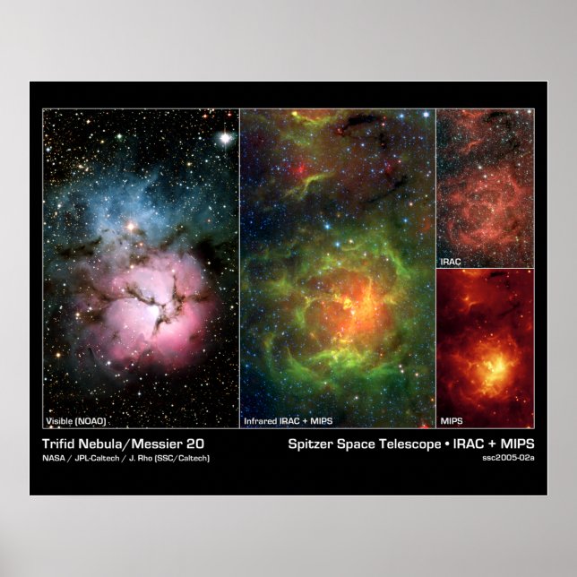 Trifid Nebula (Messier 20) - Spitzer Telescope Poster (Vorne)