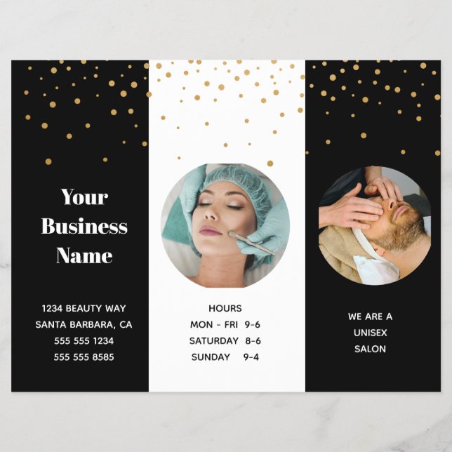 Trifold Salon Wellness-Center Berufliche Preislist Flyer (Hinten)