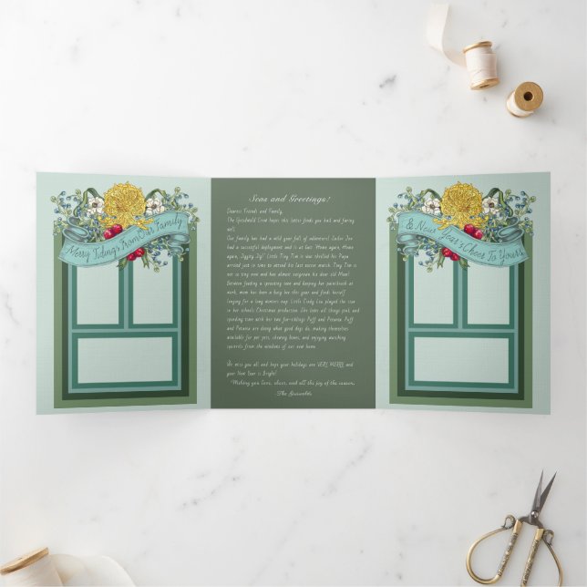 Trifold U-Boot "Meas and Greetings" Foto-Karte Dreifach Gefaltete Urlaubskarte (Innenseite)