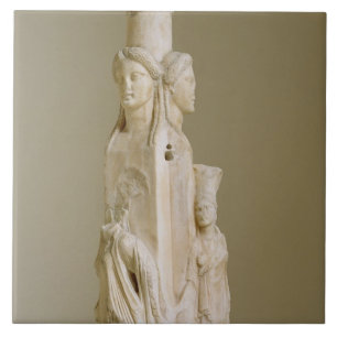 Triform Herm von Hecate, Marmorskulptur, Fliese