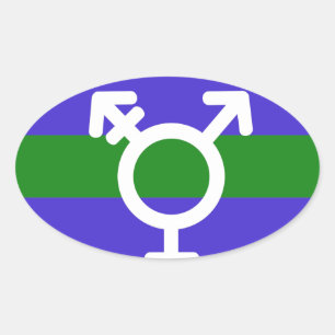 TRIGENDER FLAG UND SYMBOL OVALER AUFKLEBER