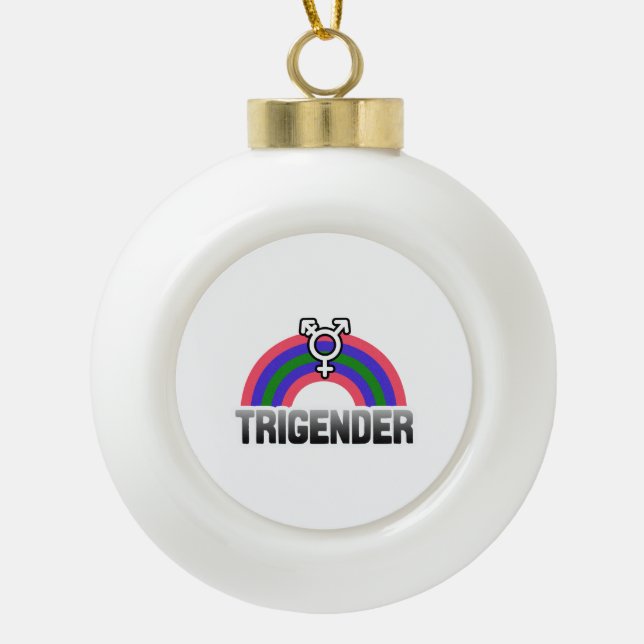 Trigender Pride Keramik Kugel-Ornament (Vorderseite)
