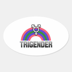 Trigender Pride Ovaler Aufkleber