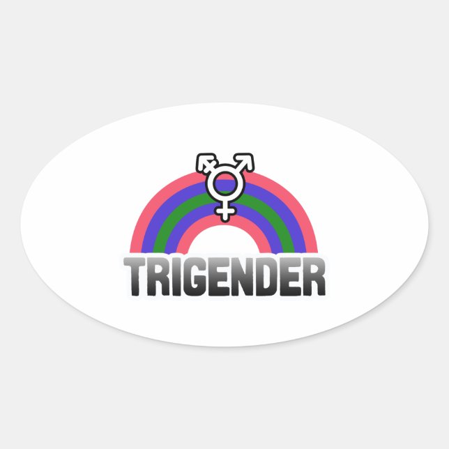Trigender Pride Ovaler Aufkleber (Vorderseite)