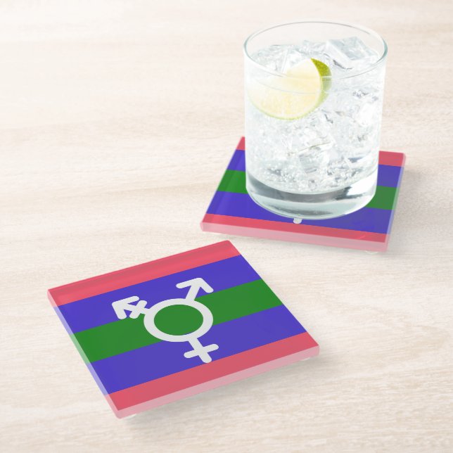 Trigender Stolz Glasuntersetzer (Schrägansicht)