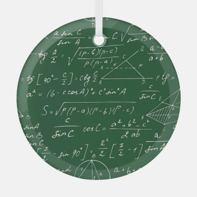 Trigonometrie formuliert geometrisches Muster Ornament Aus Glas (Vorderseite)