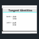 Trigonometrie: Tangent Identifier Poster<br><div class="desc">Trigonometrie Poster. Tangent Identities. Mehr mathematische Plakate finden Sie unter www.zazzle.</div>