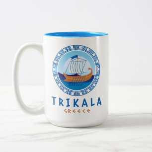 Trikala, Griechenland, Entwurf eines griechischen  Zweifarbige Tasse