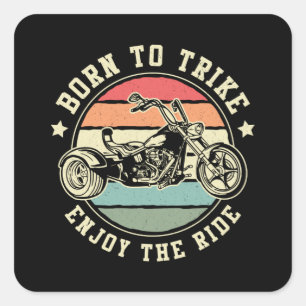 Triker Born Trike Enjoy The Ride Motor Trike Retro Quadratischer Aufkleber