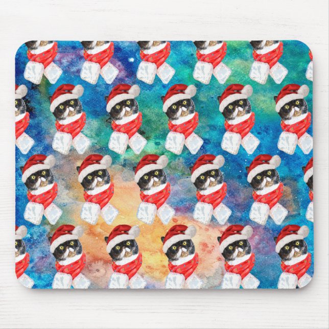 Trikolore Cat Funny Christmas Holidays Mousepad (Vorne)