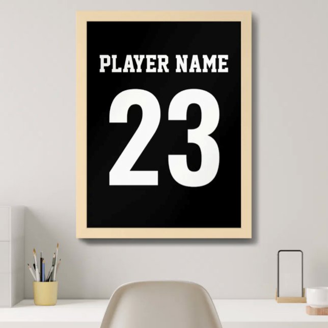 Trikot Name Nummer Monogramm Schwarz Poster (Von Creator hochgeladen)