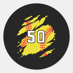 Trikotnummer #50 Softball Sportler Fan Trikot Runder Aufkleber