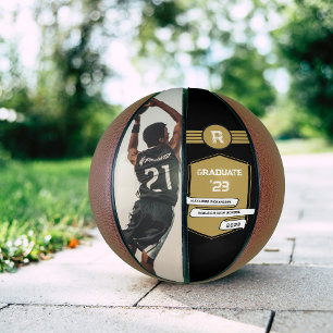 Trikotnummer Gold-Abschluss-Monogramm Basketball