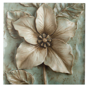 Trillium Botanisches Florales Faux-Relief Fliese