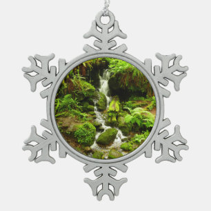 Trillium Falls at Redwood National Park Schneeflocken Zinn-Ornament