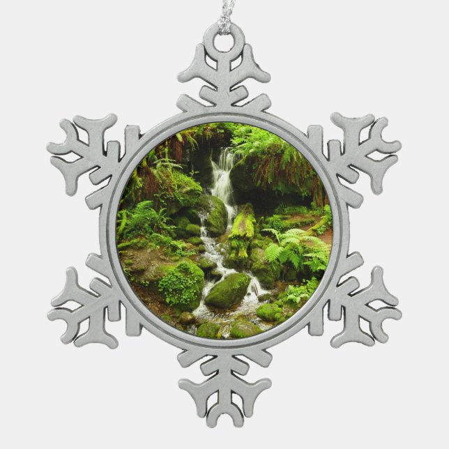 Trillium Falls at Redwood National Park Schneeflocken Zinn-Ornament (Vorderseite)