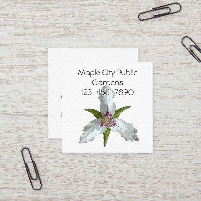 Trillium Spring Wildblume Business Card bemalt Quadratische Visitenkarte (Vorderseite/Rückseite Beispiel)