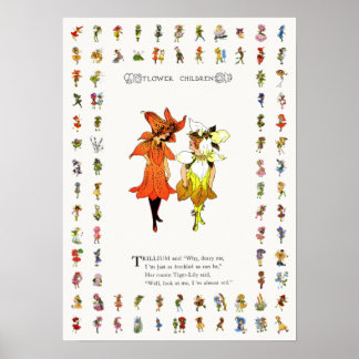 Trillium und Tiger-Lily, Whimsical Blume Buchkunst Poster