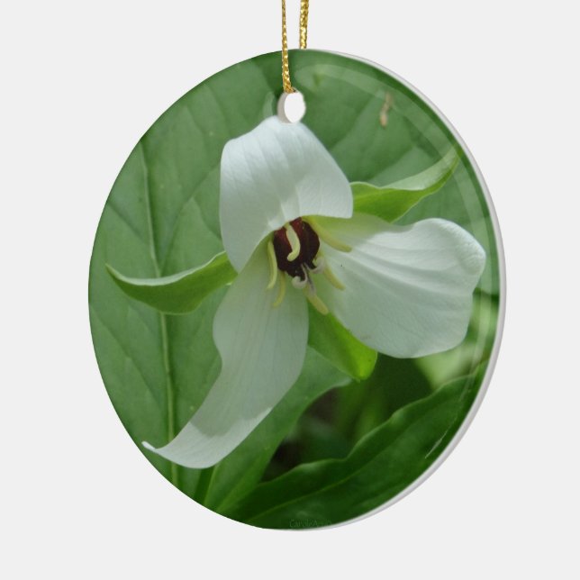 Trillium-Weiß Keramik Ornament (Links)