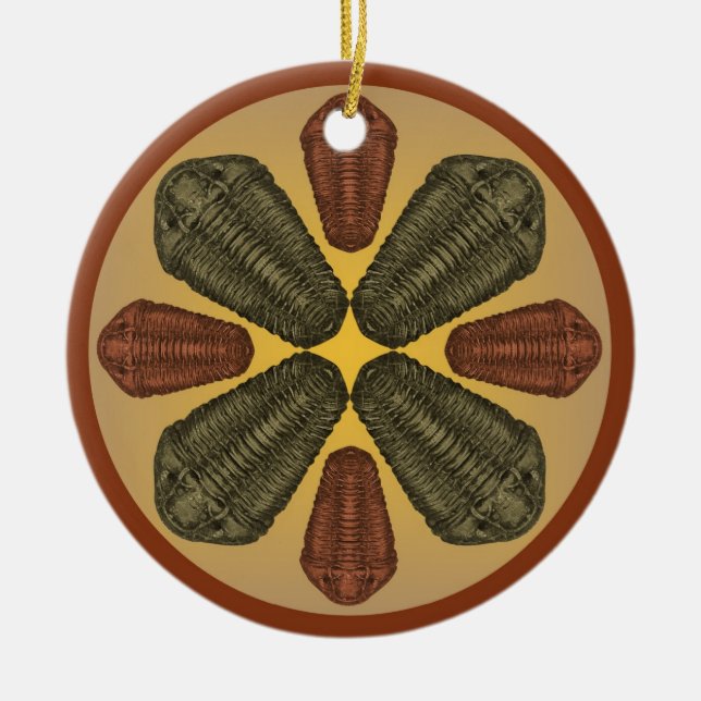 Trilobite Bronze und Kupfer Calymene Niagarensis Keramikornament (Vorne)