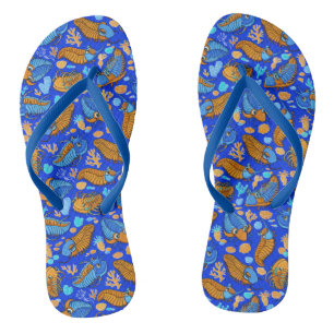 Trilobiten auf dunkelblauem Hintergrund (Kindermus Flip Flops