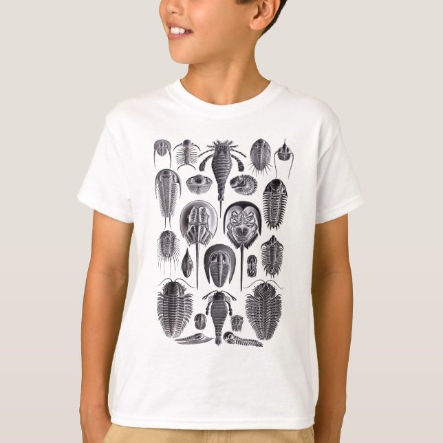 Trilobites und Fossilien in Schwarzweiss T-Shirt (Vorderseite)