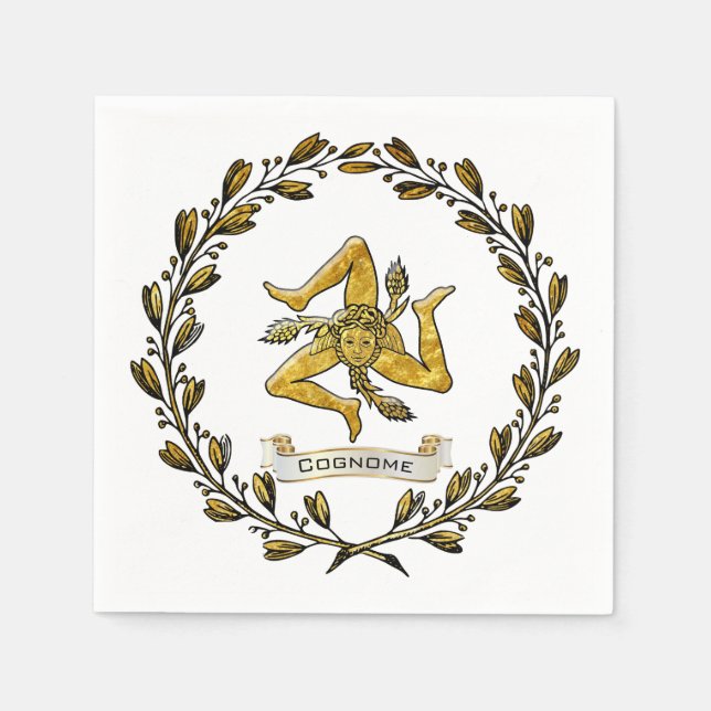 Trinacria Olive Wreath Personalize Serviette (Vorderseite)