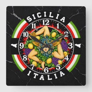 Trinacria Sizilien Italien Quadratische Wanduhr