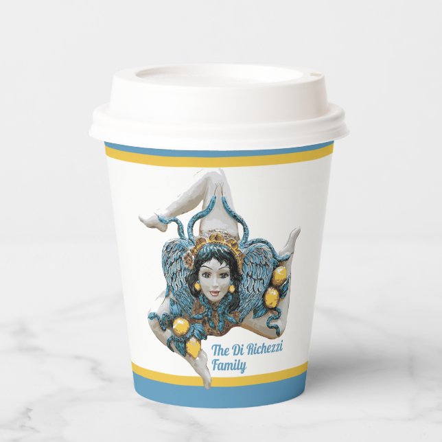 Trinacria von Sizilien Drei-Beine-Symbol Sicilia P Pappbecher (Vorderseite)