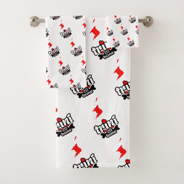 Trini to de Bone mit Islands Map Angles on WHITE Badhandtuch Set (Insitu)