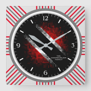 Trinidad and Tobago Dot Pattern Flag and Grey Edge Quadratische Wanduhr