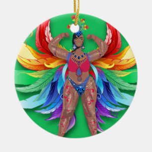 Trinidad Carnival Queen - Tropisches Poster Keramik Ornament
