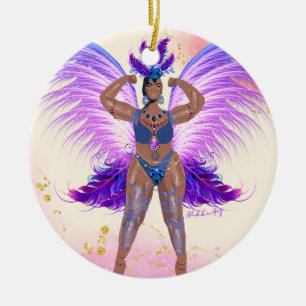 Trinidad Carnival Queen - Tropisches Poster Keramik Ornament