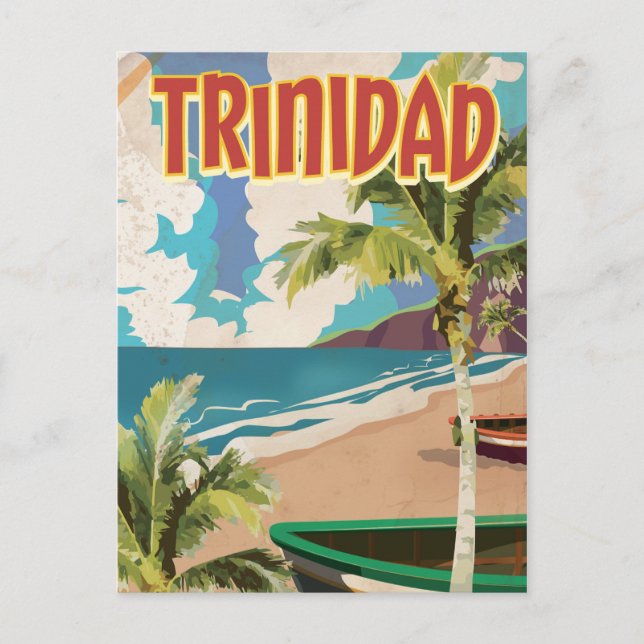 Trinidad Cartoon Reiseplakat Postkarte (Vorderseite)