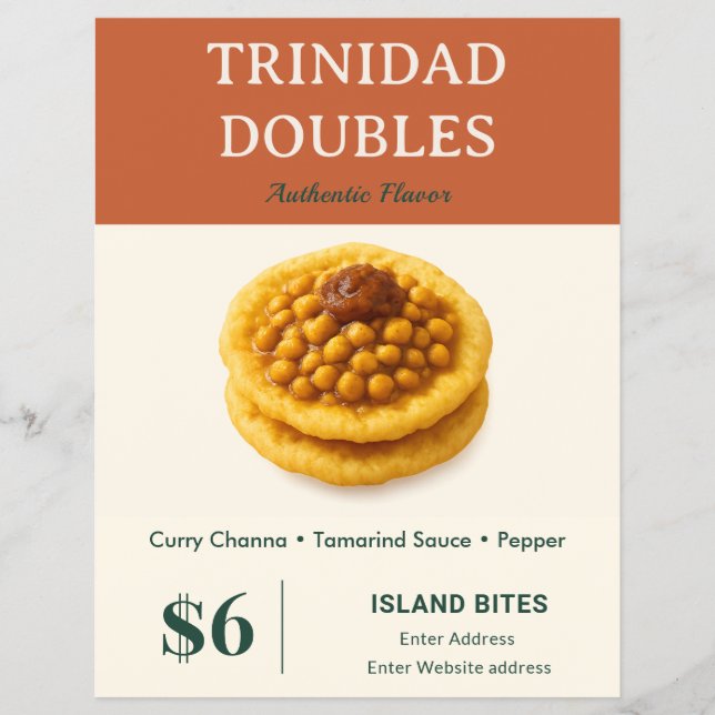 Trinidad Doubles Lebensmittelgeschäft Orange Vorla Flyer (Vorne)