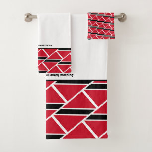 TRINIDAD FLAG Gewohnte Schrift WHITE Trini Badhandtuch Set