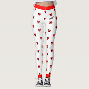 Trinidad Herzflagge mit Ihrem Namen auf WEISS Leggings
