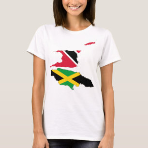 Trinidad Jamaica Karte Konturen T-Shirt