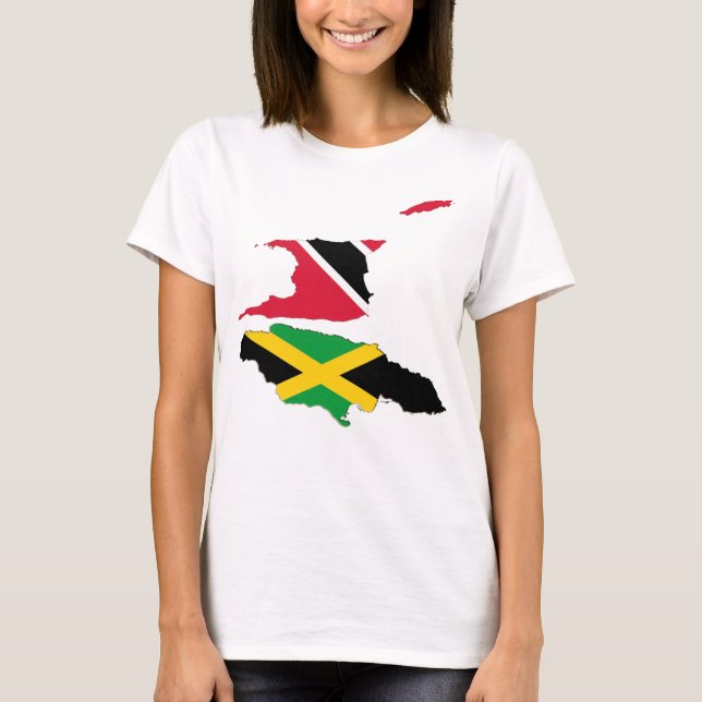 Trinidad Jamaica Karte Konturen T-Shirt (Vorderseite)