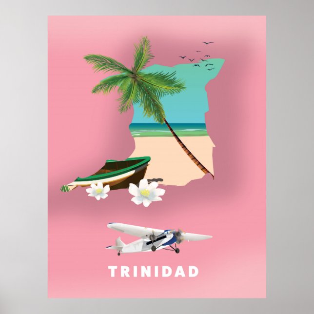 Trinidad Karte illustriertes Reiseplakat. Poster (Vorne)