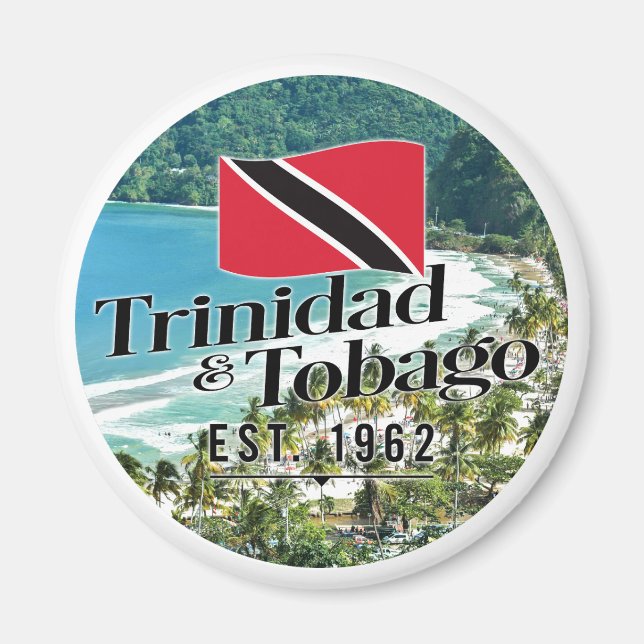 "Trinidad & Tobago Est. 1962" Strand mit Flagge Magnet (Vorne)