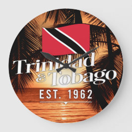 "Trinidad & Tobago Est. Sonnenuntergang 1962" mit  Große Wanduhr