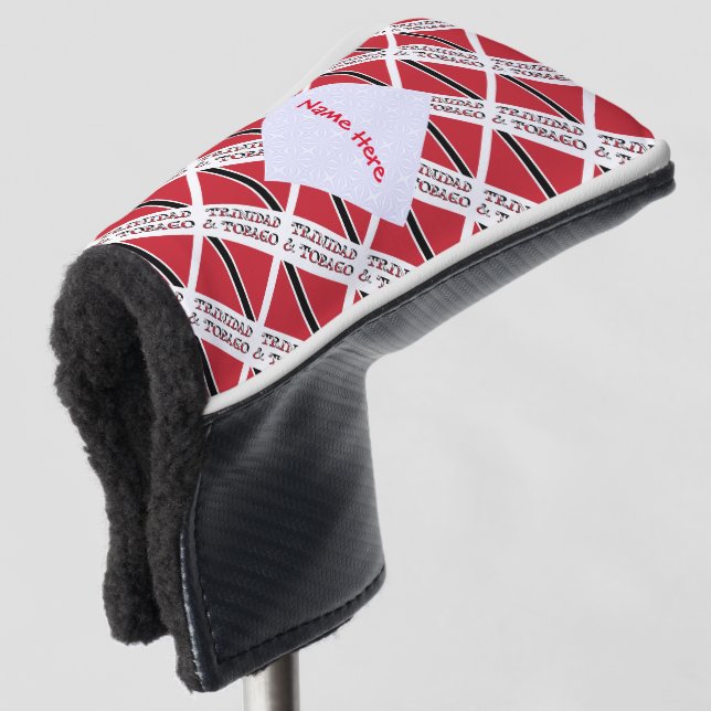 Trinidad Tobago Flag Tiled Red Personalization Golf Headcover (3/4 Vorderseite)