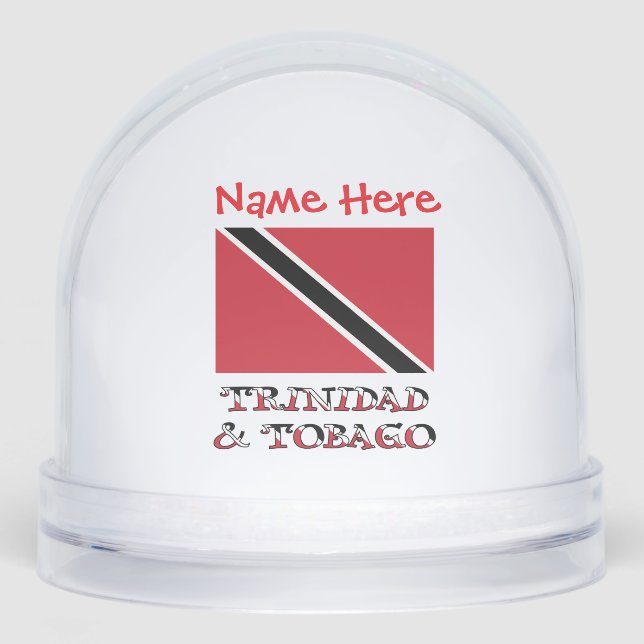 Trinidad Tobago Trinidadian Flag Red Personalisier Schneekugeln (Vorderseite)