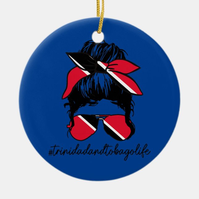 Trinidad Tobago - Trinidadische Flagge Keramik Ornament (Vorne)