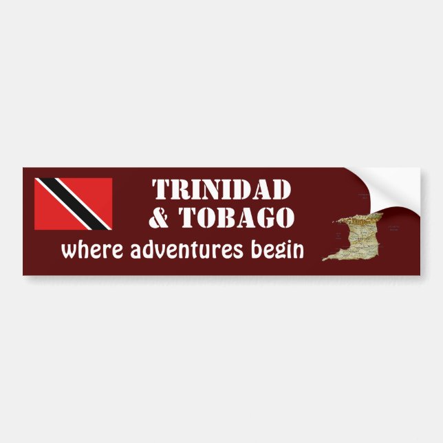 Trinidad- u. Tobago-Flagge + Karten-Autoaufkleber Autoaufkleber (Vorne)