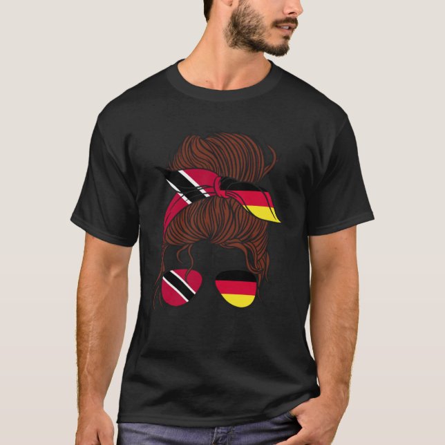 Trinidad und Deutschland Mix Half Trinidadian Hälf T-Shirt (Vorderseite)