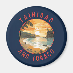 Trinidad und Tobago Caribbean Distressed Circle Magnet